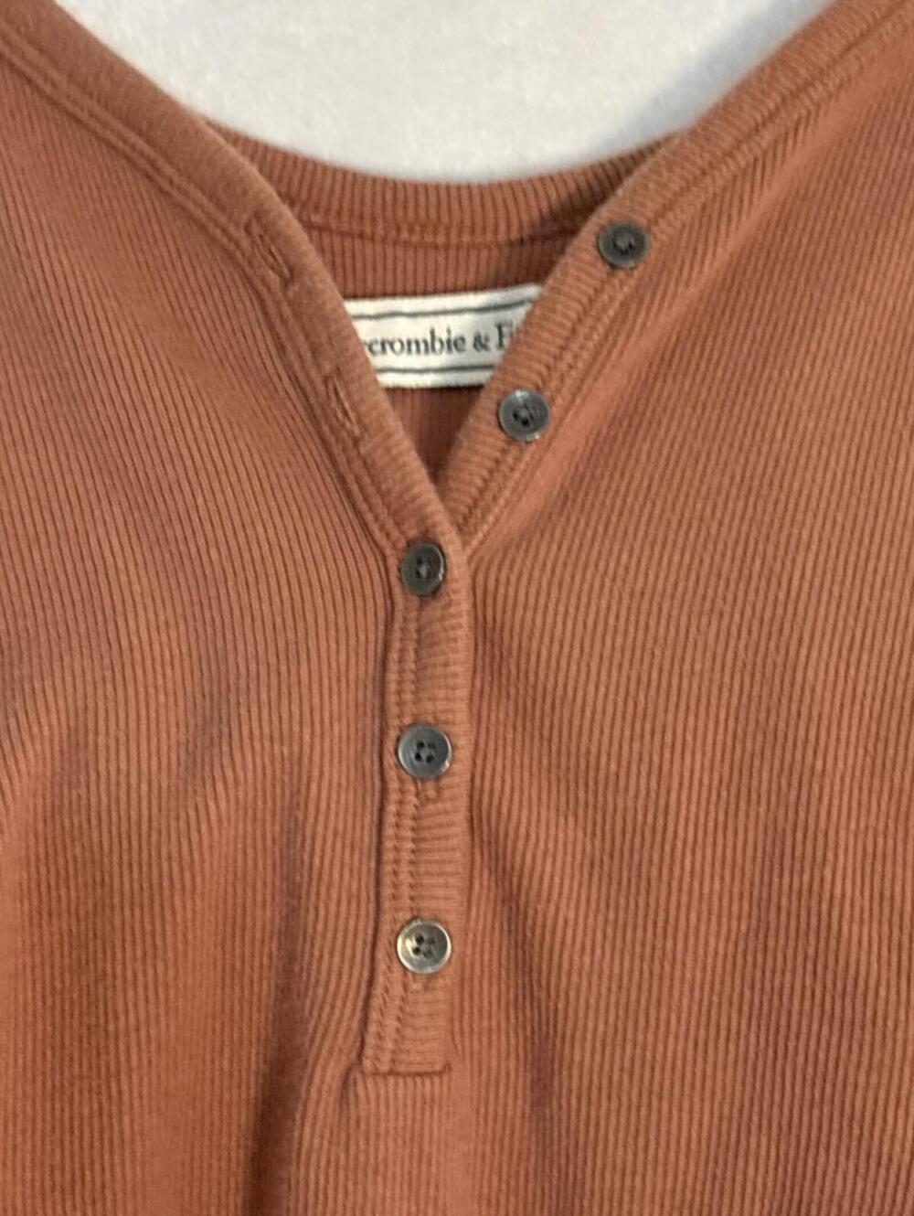 Abercrombie Ribbed Mauve Bodysuit XS Rib Buttons Vneck - Picture 5 of 8